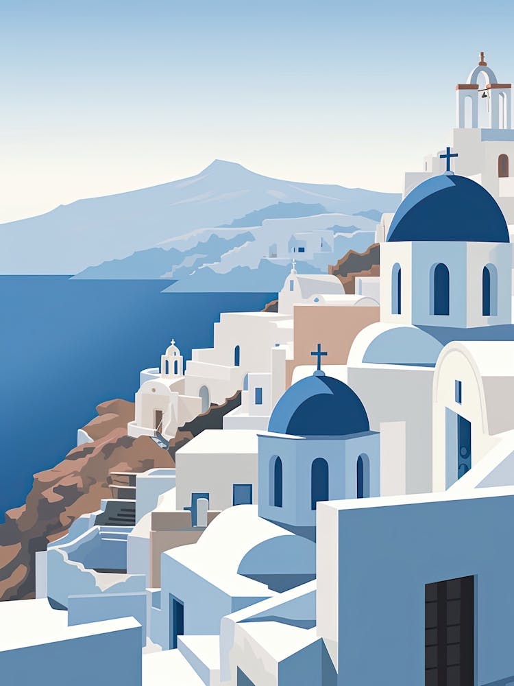 Santorini, Greece, Graphic Illustration 3
