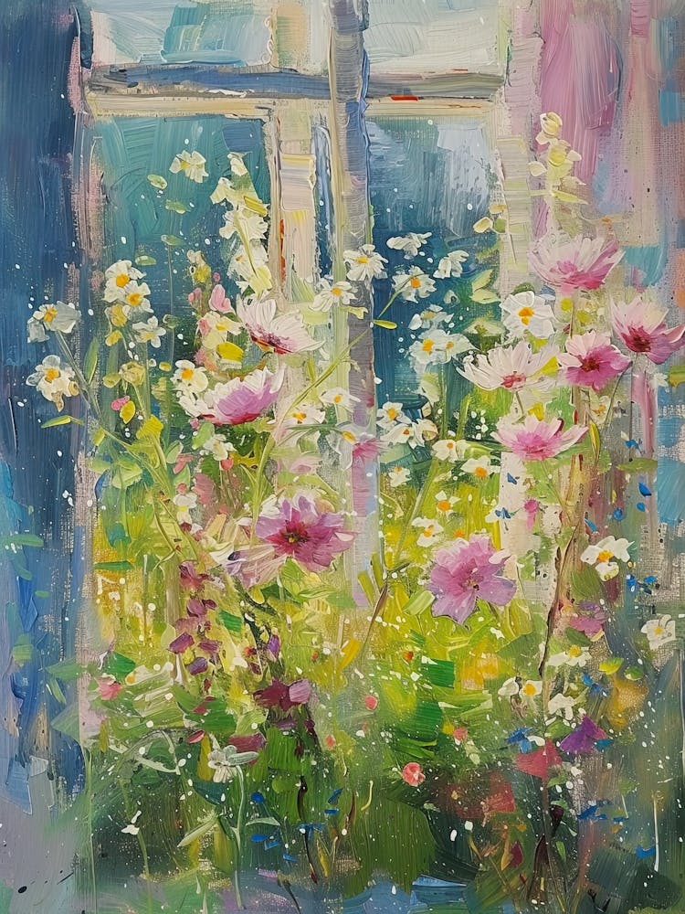 Daisies Flowers On A Cottage Window 3