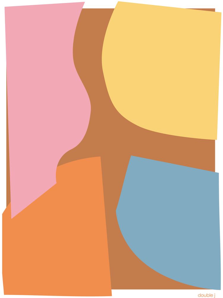 Collage Pink Yellow Orange Brown Graphic Abstract