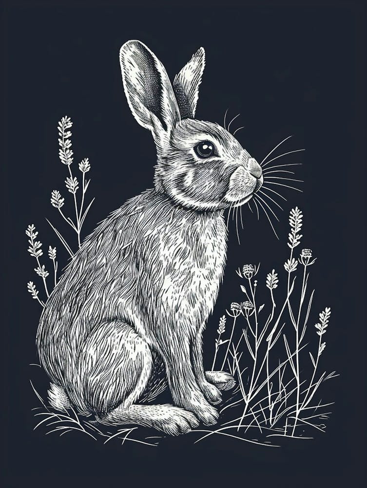 Netherland Dwarf Rabbit Minimalist Illustration 2