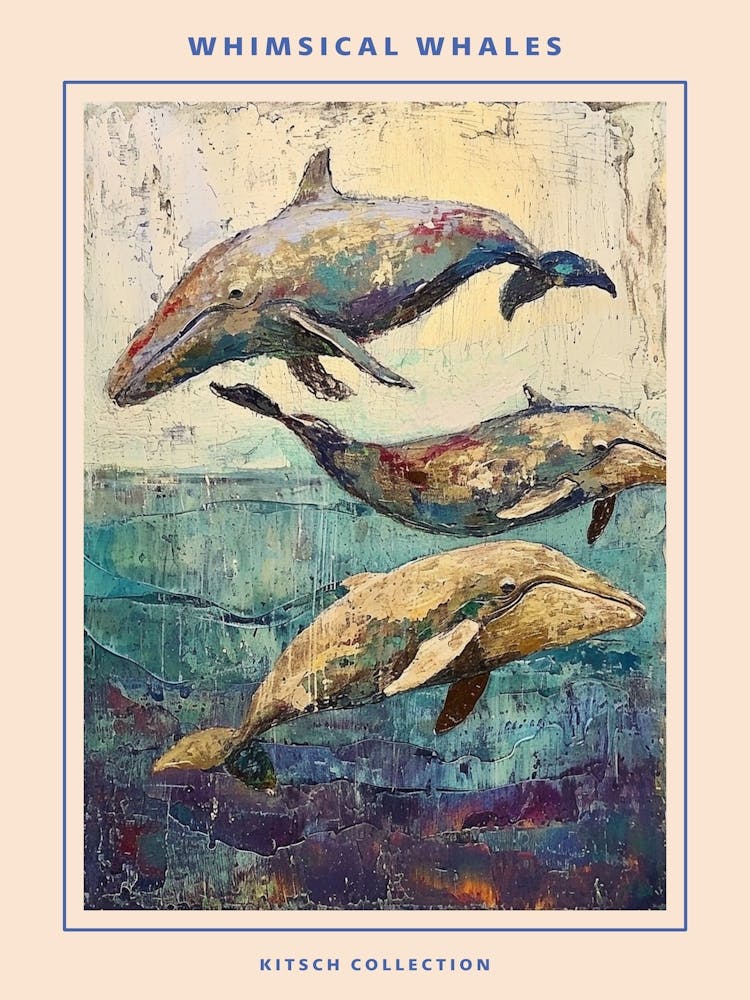 Whimsical Whales Brushstrokes Poster 1