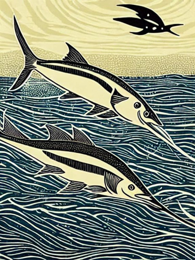 Marlin II Linocut