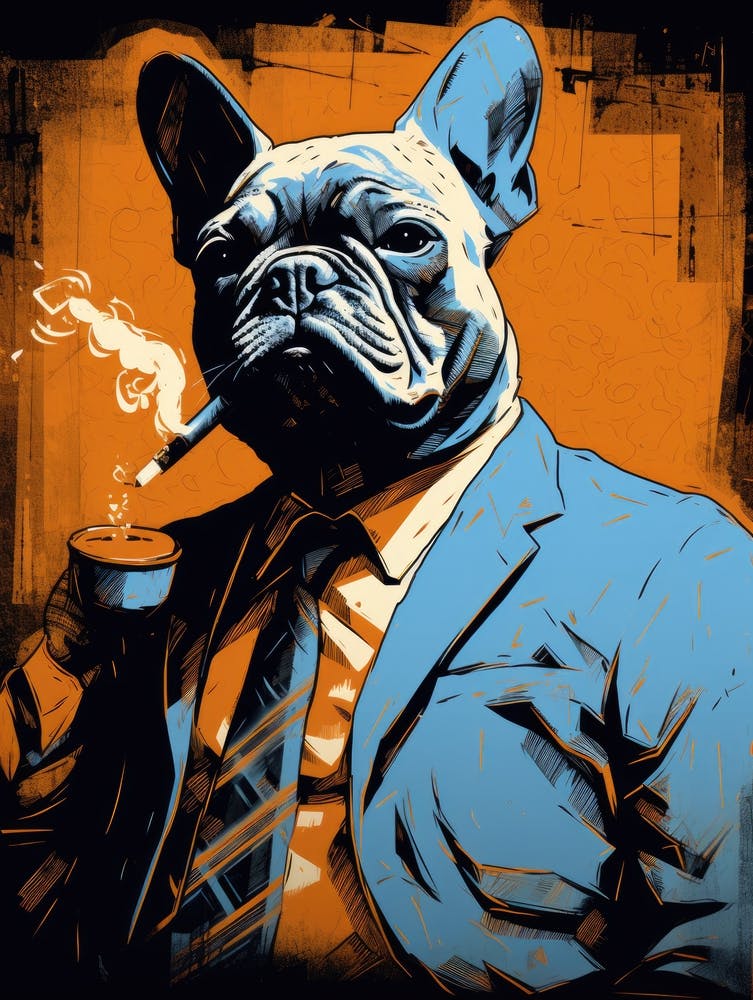 French Bulldog Smoking A Cigarette