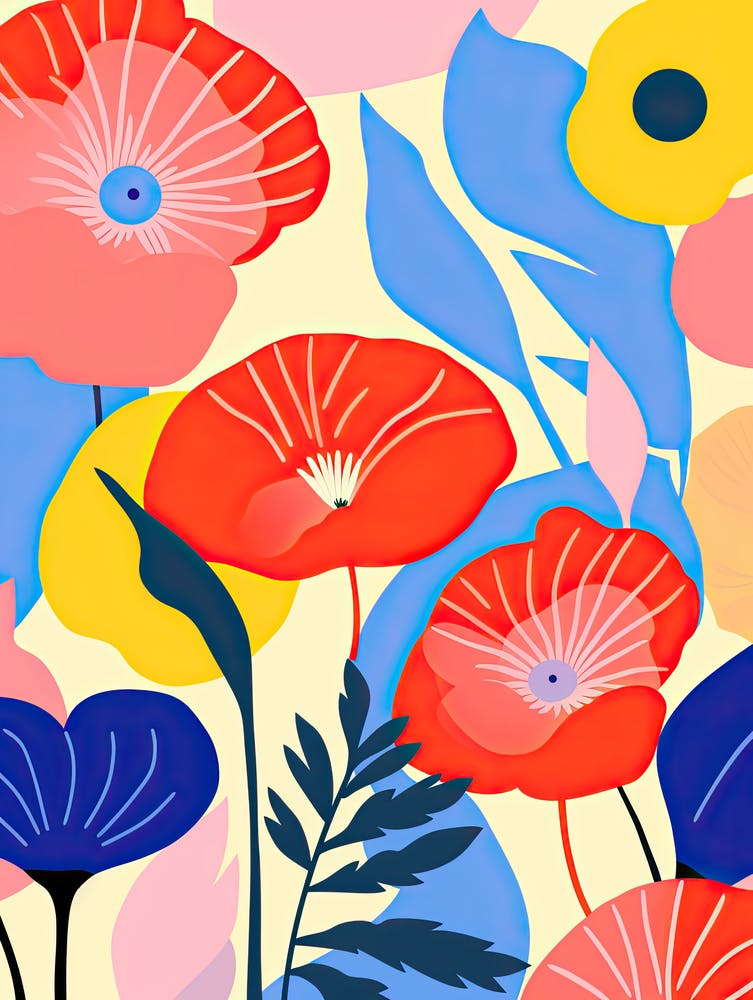 Whimsical Flower Ballet; Inspired By Henri Matisse Colorful Flower Market