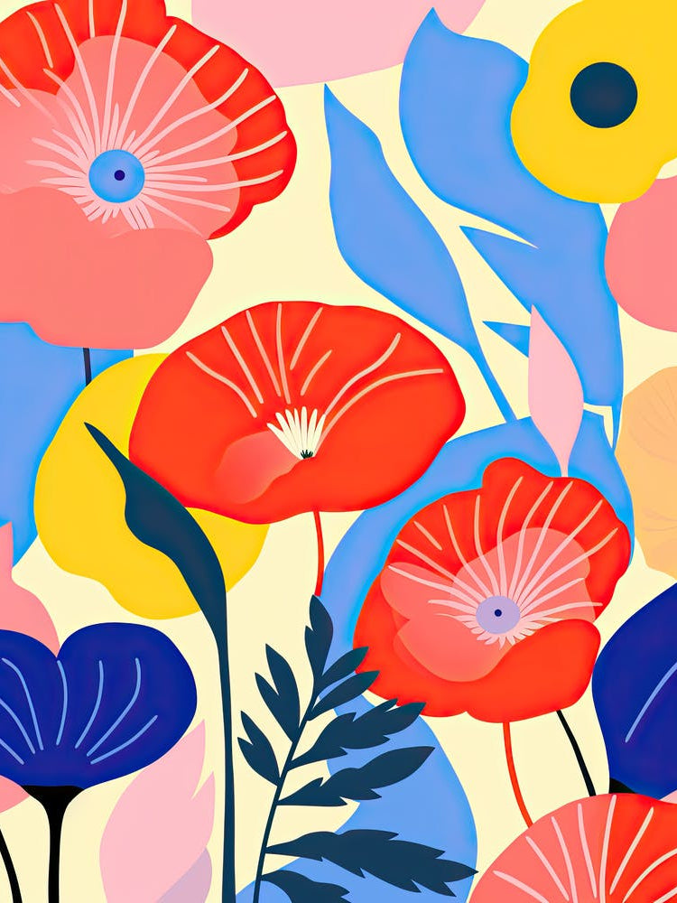 Whimsical Flower Ballet; Inspired By Henri Matisse Colorful Flower Market