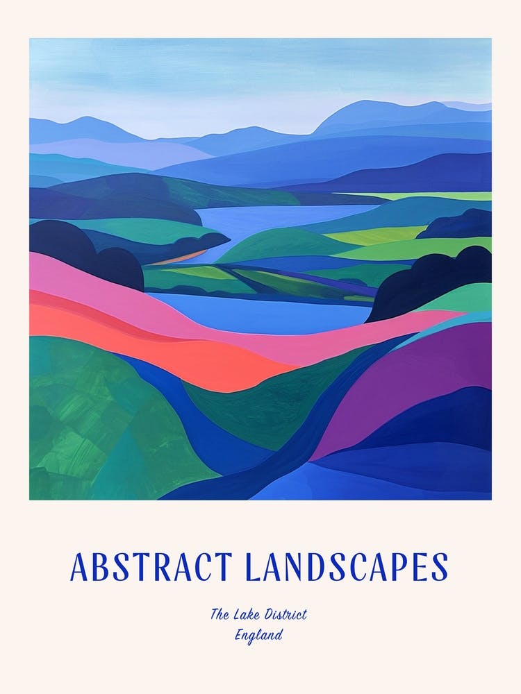 Colourful Abstract The Lake District England 2 Poster Blue
