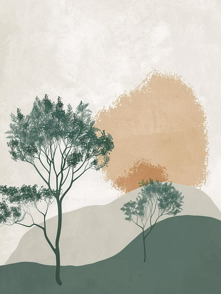 Peach Tree Minimal Japandi Illustration 4