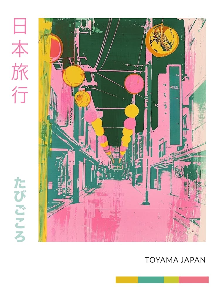 Toyama Japan Duotone Silkscreen Poster