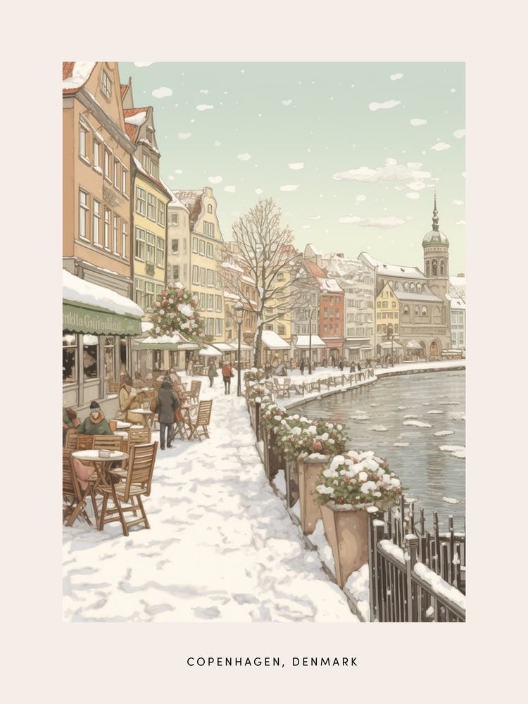 Vintage Winter Poster Copenhagen Denmark 3