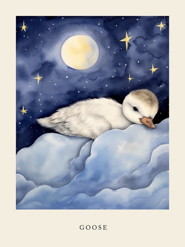 Baby Goose 1 Sleeping In The Clouds Nursery Poster
