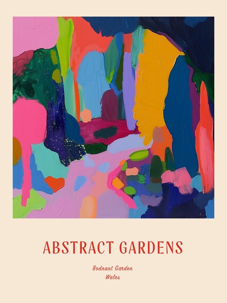 Colourful Gardens Bodnant Garden United Kingdom 3 Red Poster