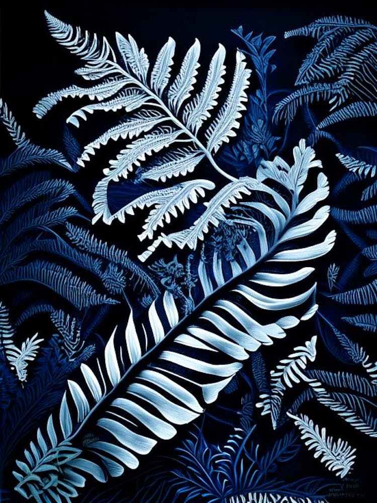 Blue Star Fern Linocut