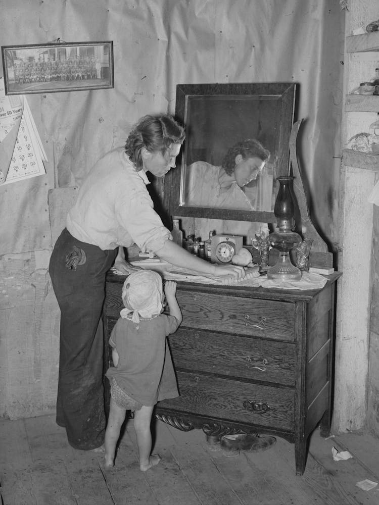Southeast Missouri Farms Mother And Child In Bedroom Of Sharecropper Home By Russell Lee