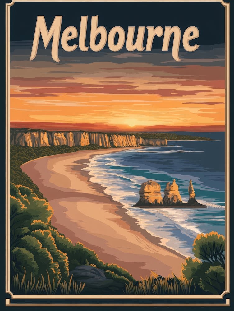 Aihrgdesign A Mid Century Modern Travel Poster For Melbourne 1