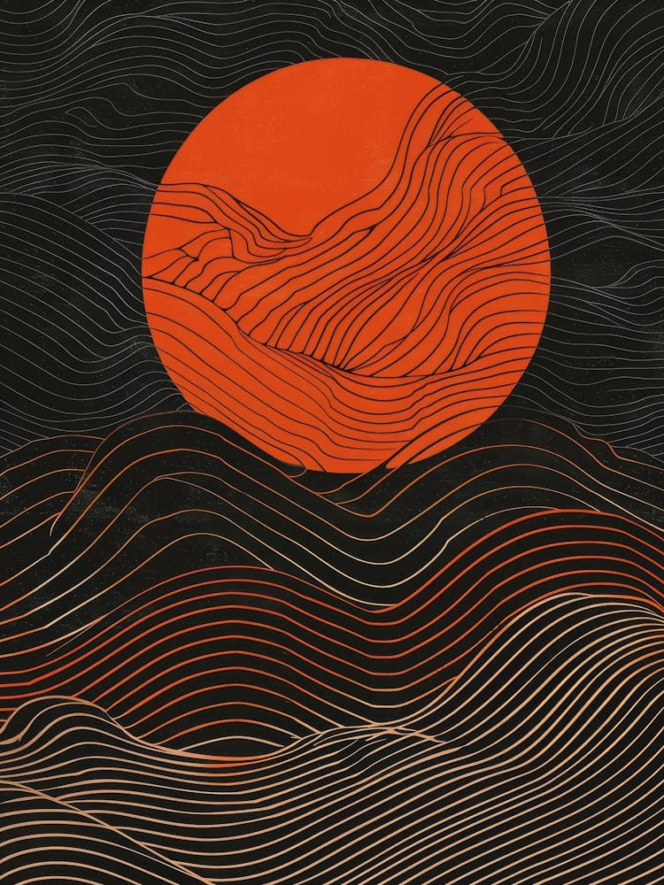 Sunset Over Waves