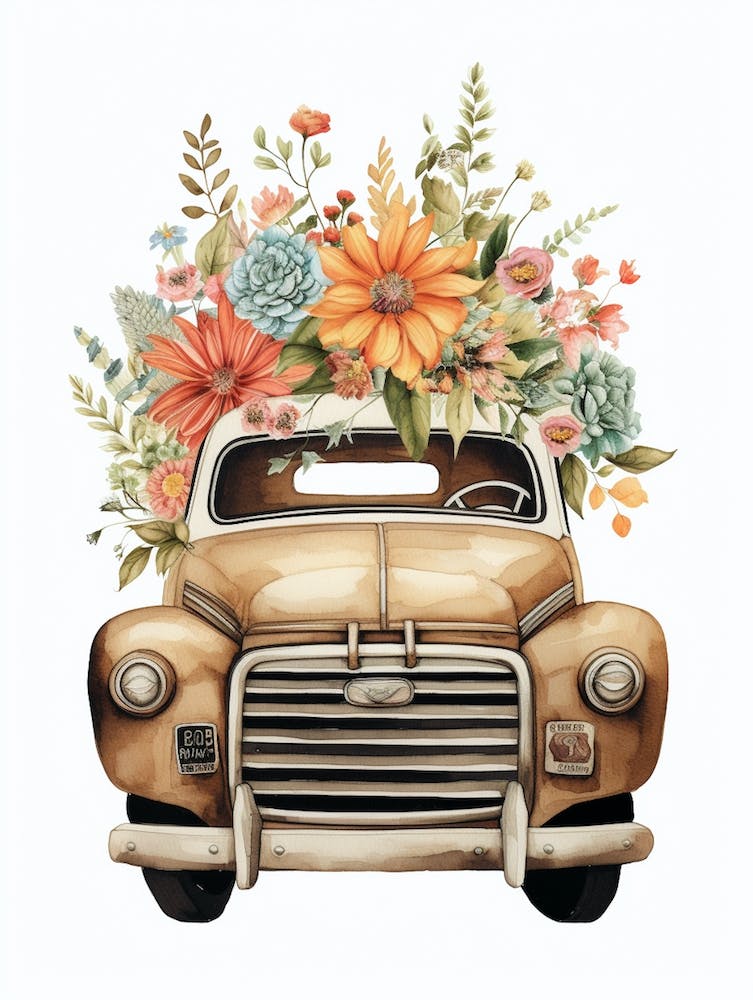 Cowgirl Truck With Flowers 1