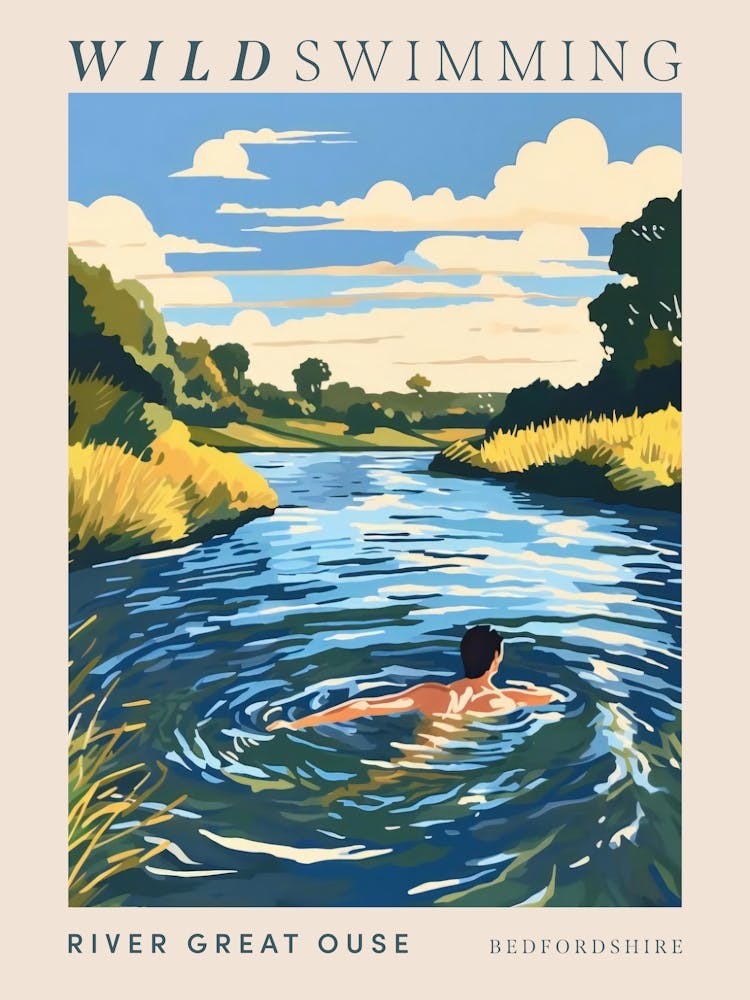 Wild Swimming At River Great Ouse Bedfordshire 4 Poster