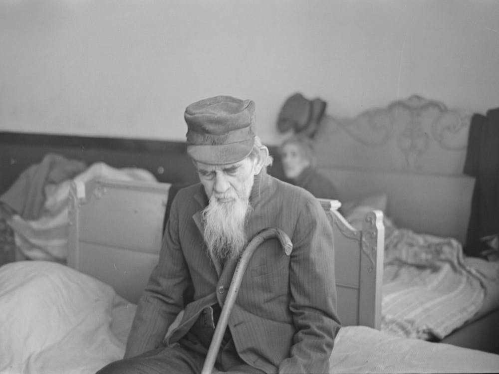 A Blind And Paralyzed Man Refugee From The Flood In The Schoolhouse At Sikeston, Missouri By Russell Lee