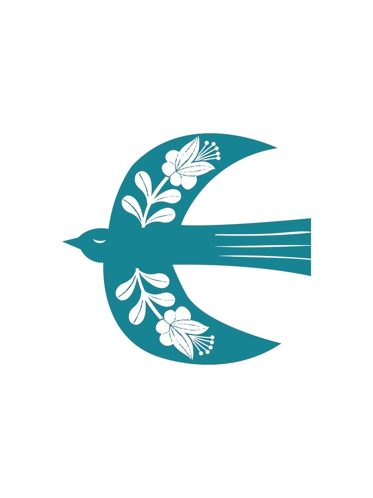 Large Folk Bird Turquoise