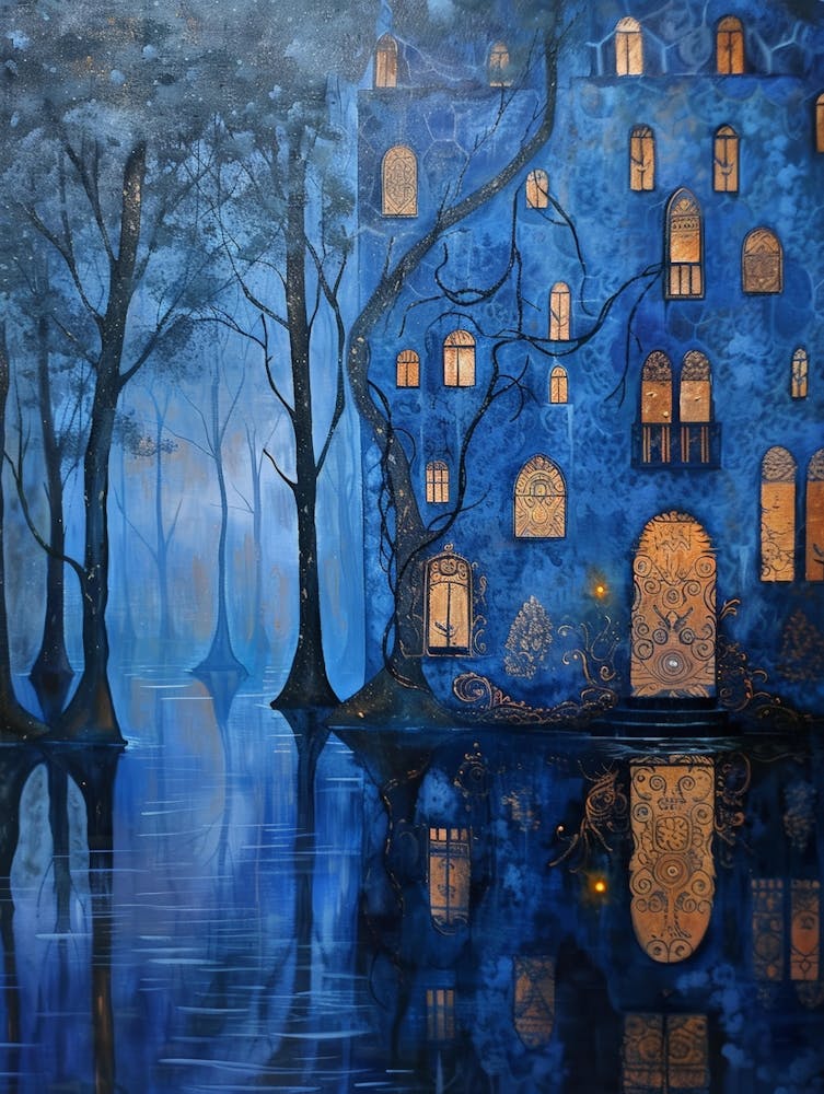 Blue Castle By The Water