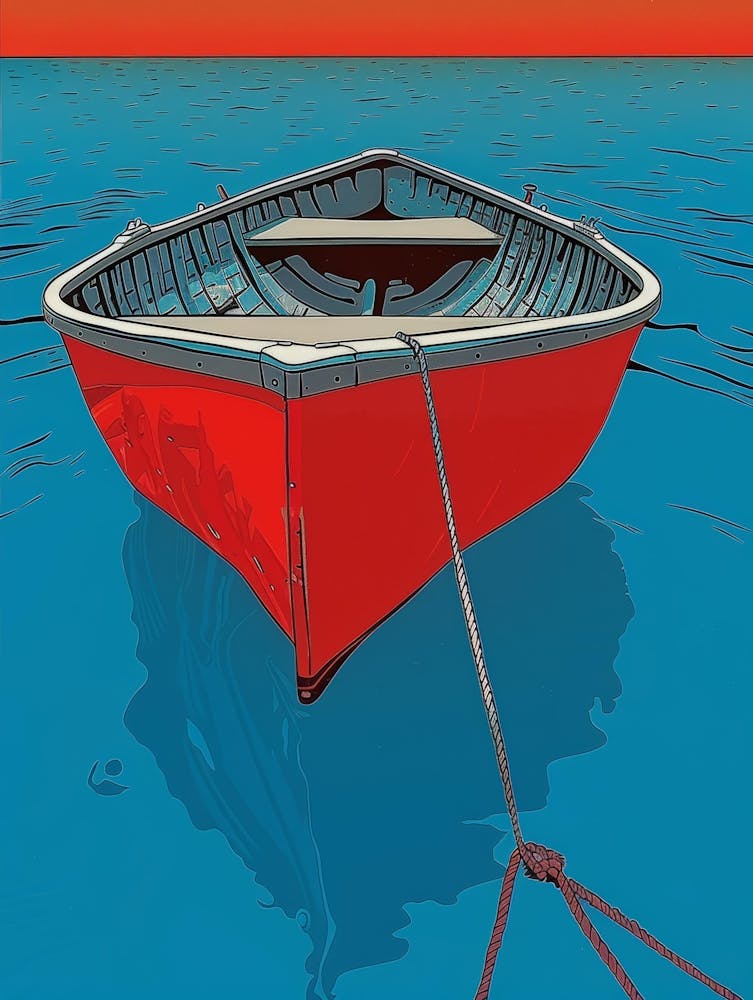 Red Boat At Sunset