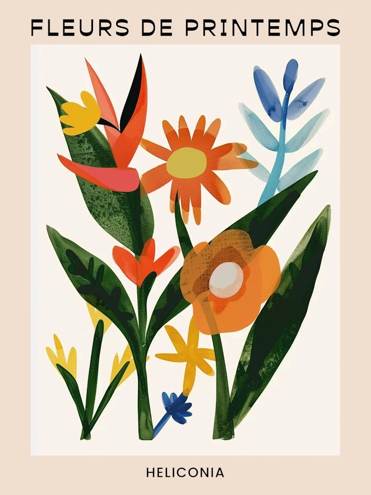 Spring Floral French Poster  Heliconia 1