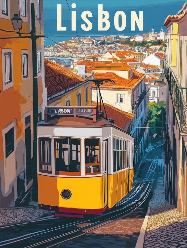 Aihrgdesign A Vintage Travel Poster Of Lisbon