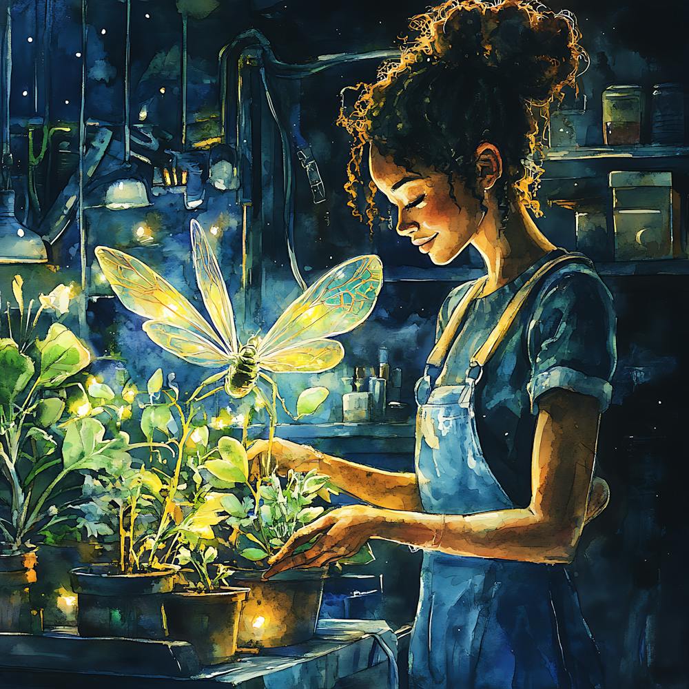 Alien Gardener Watercolor Painting 6