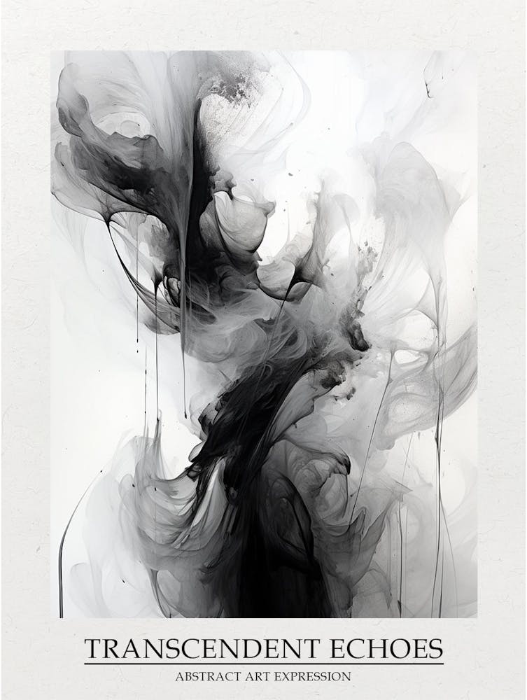 Transcendent Echoes Abstract Black And White 5 Poster