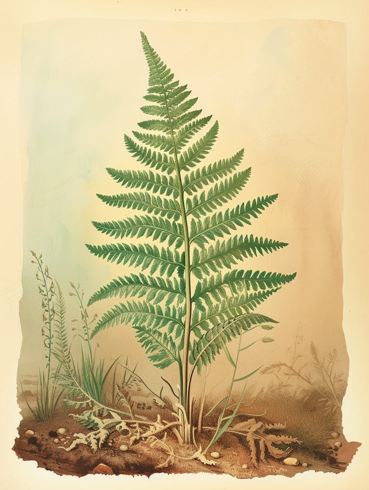 Vintage Illustration Sensitive Fern 1