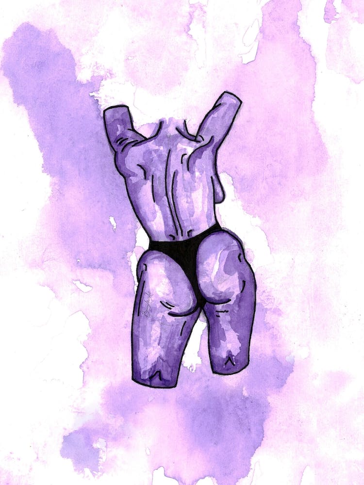 Female Bum Watercolour