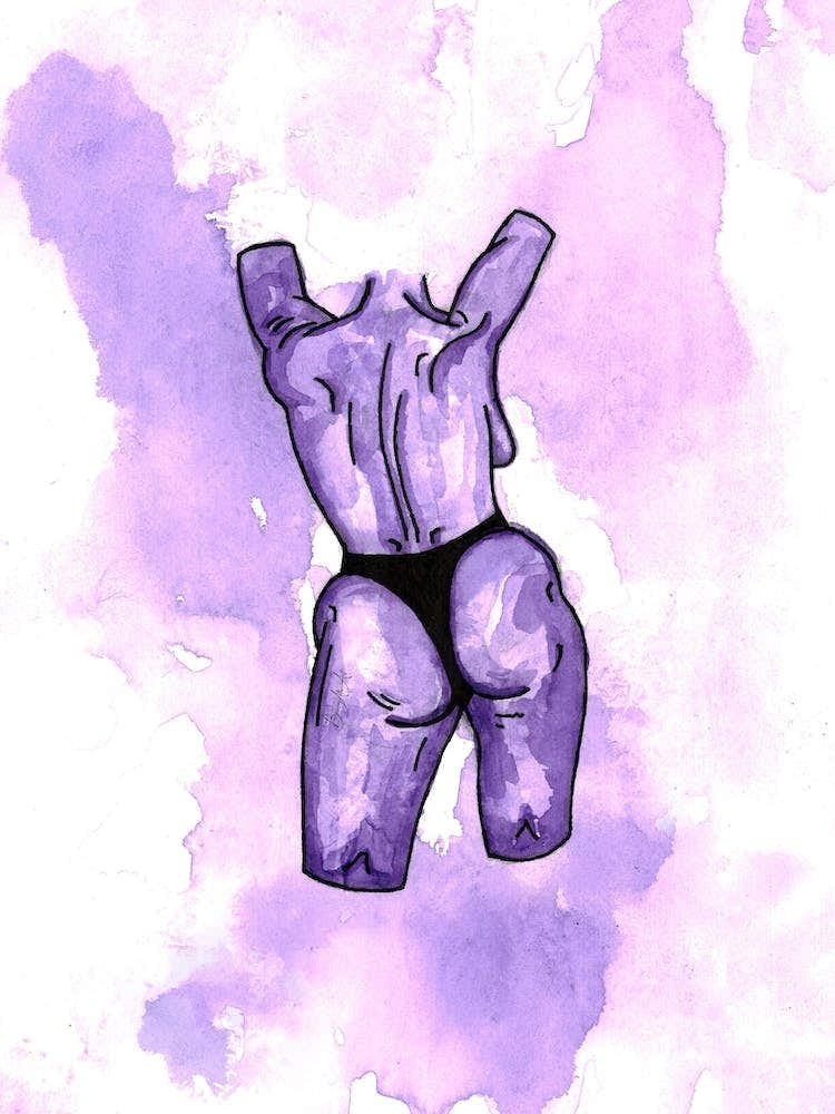Female Bum Watercolour