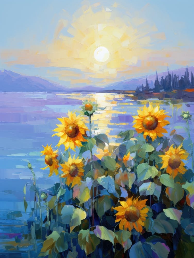 Sunflowers By The Lake