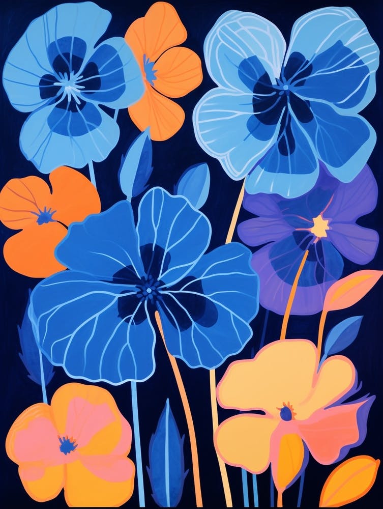 Blue Flower Illustration Nasturtium 4