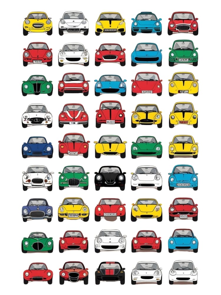 Many Cars On A White Background