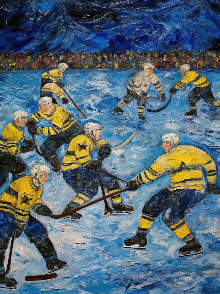 Ice Hockey In The Style Of Van Gogh 1