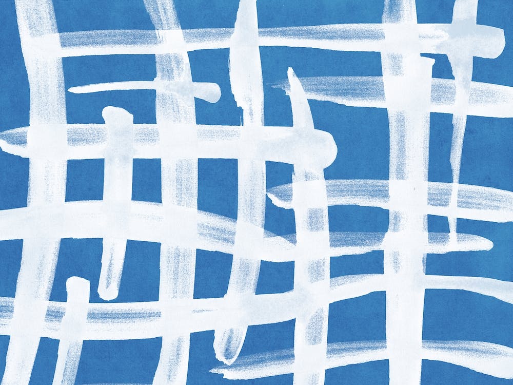 Abstract Lines Blue And White Painting 2