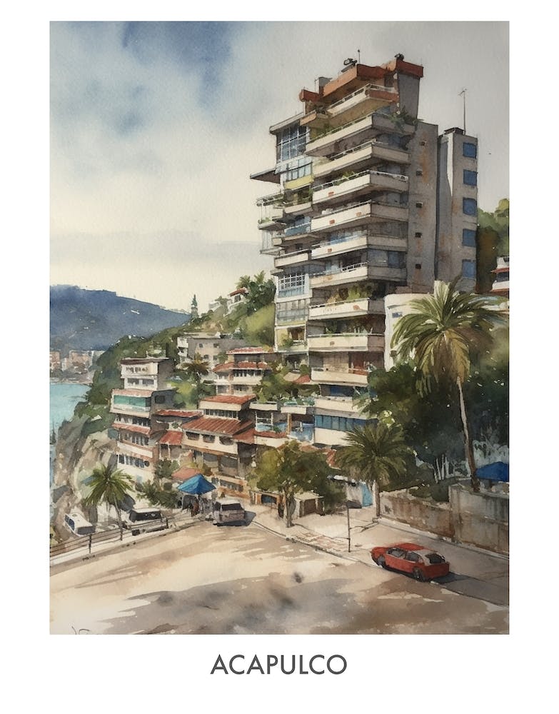 Acapulco Watercolor 2 Travel Poster