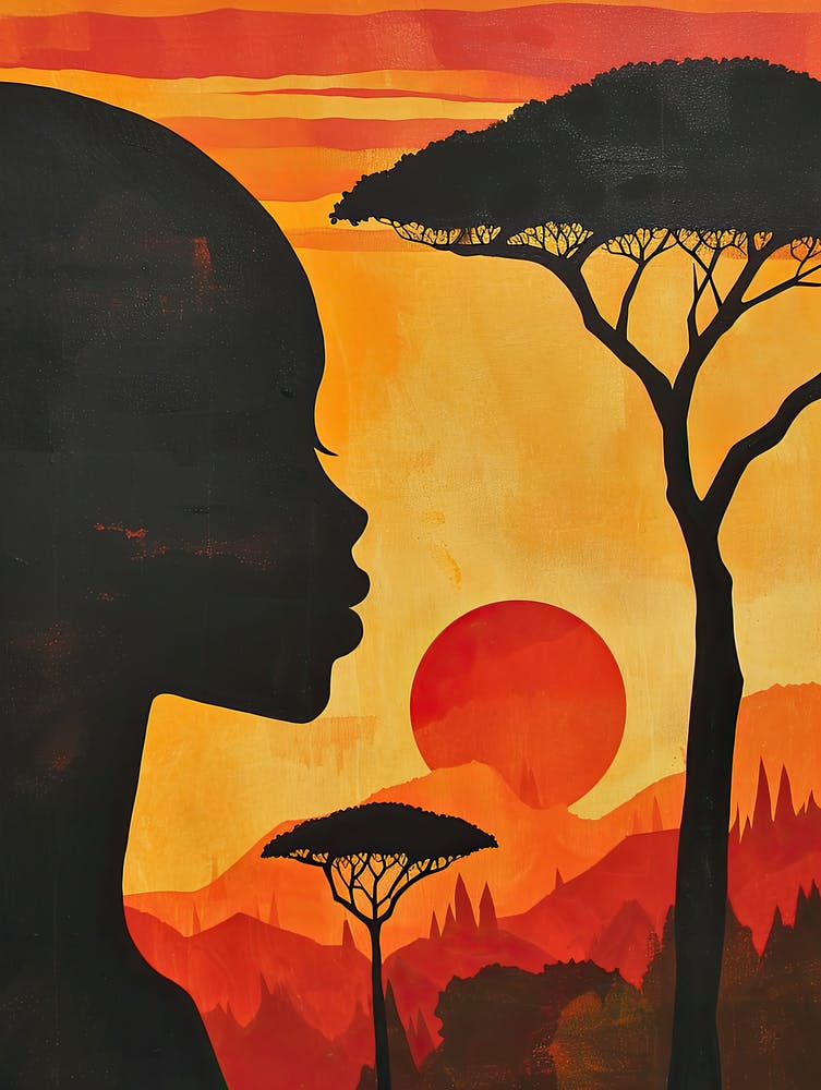 Silhouette Einer Afrikanischen Frau