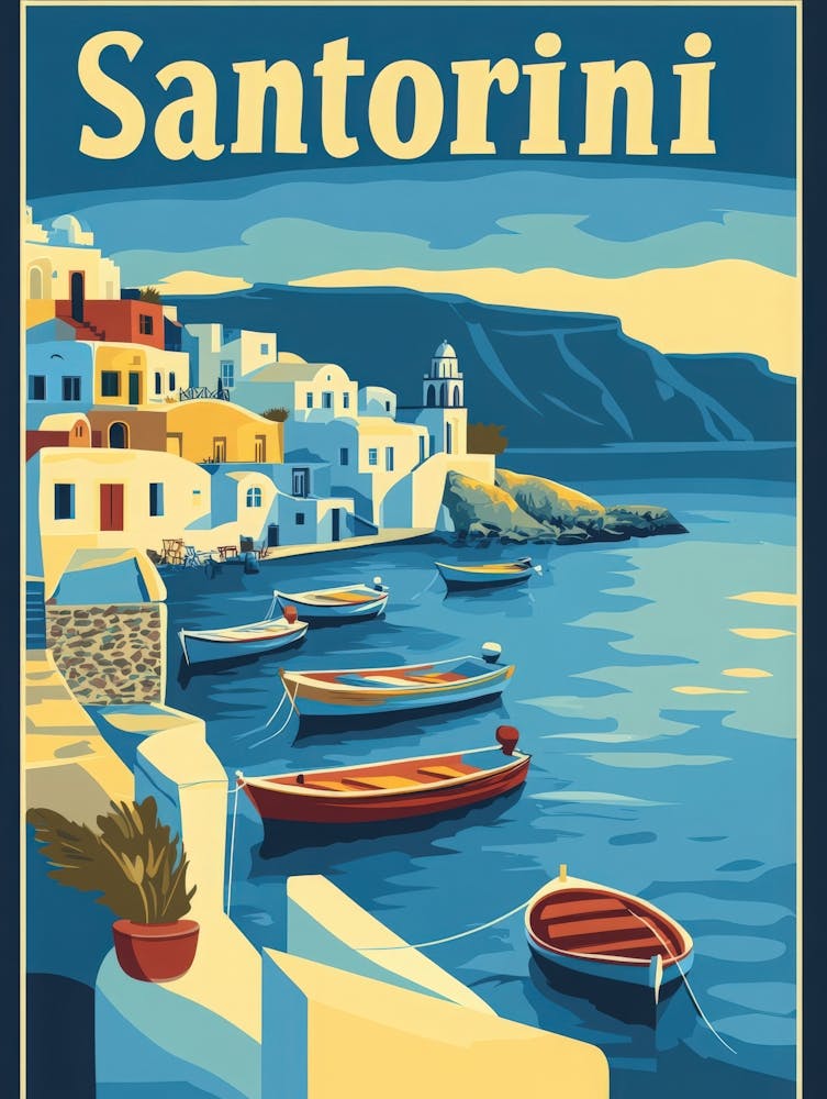 Aihrgdesign A Retro Travel Poster For Santorini Featuring A C F0a0142c 5c80 4c18 B4c1 70b753e94b60 3