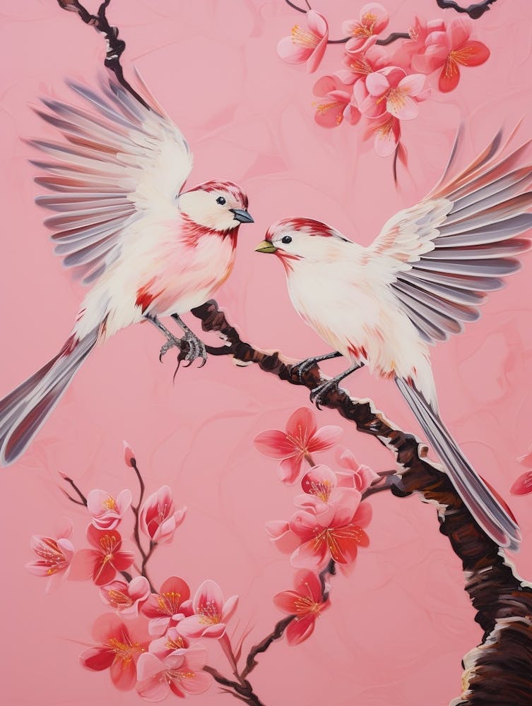 Vintage Japanese Inspired Bird Print House Sparrow 1