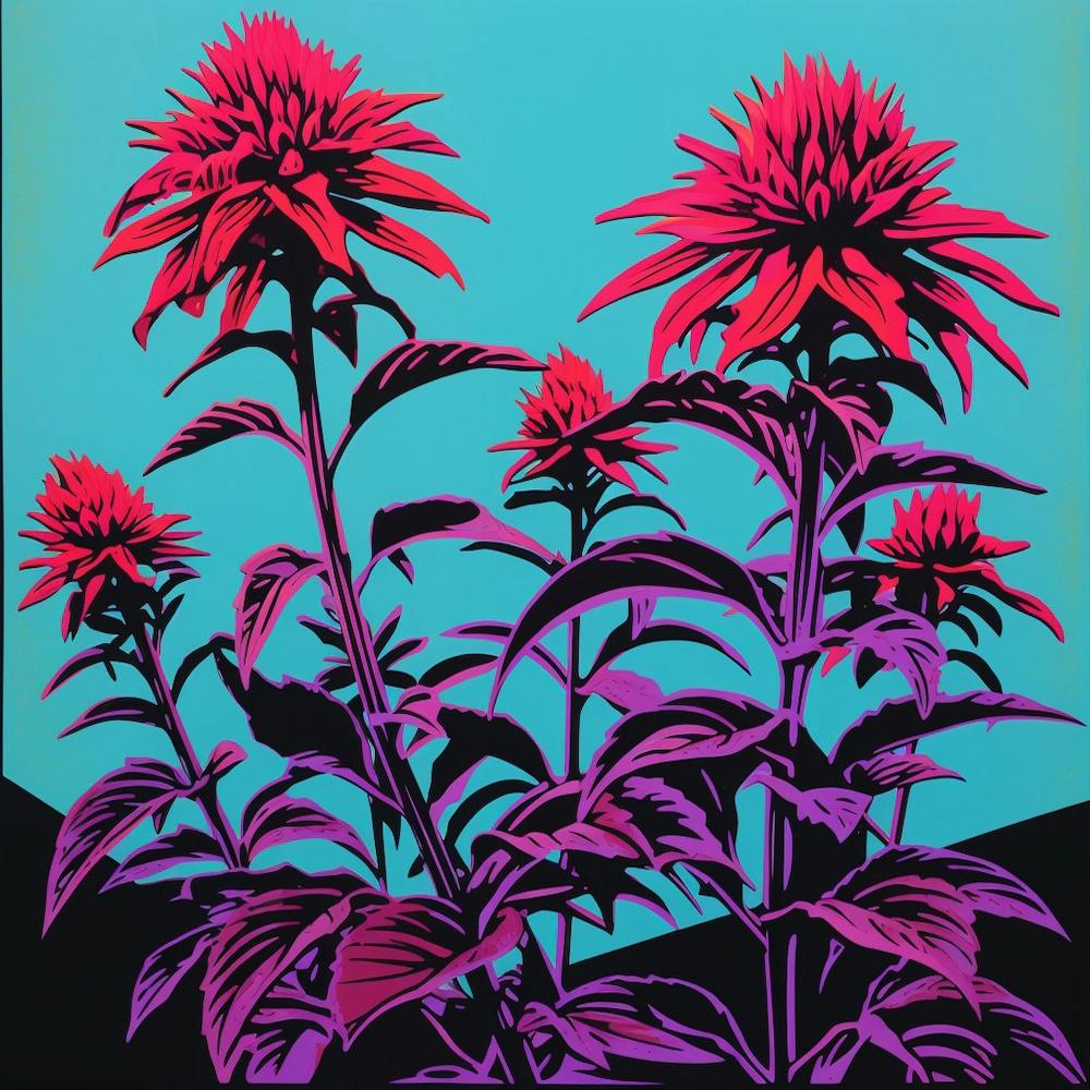 Bee Balm 1 Pop Art Illustration Square