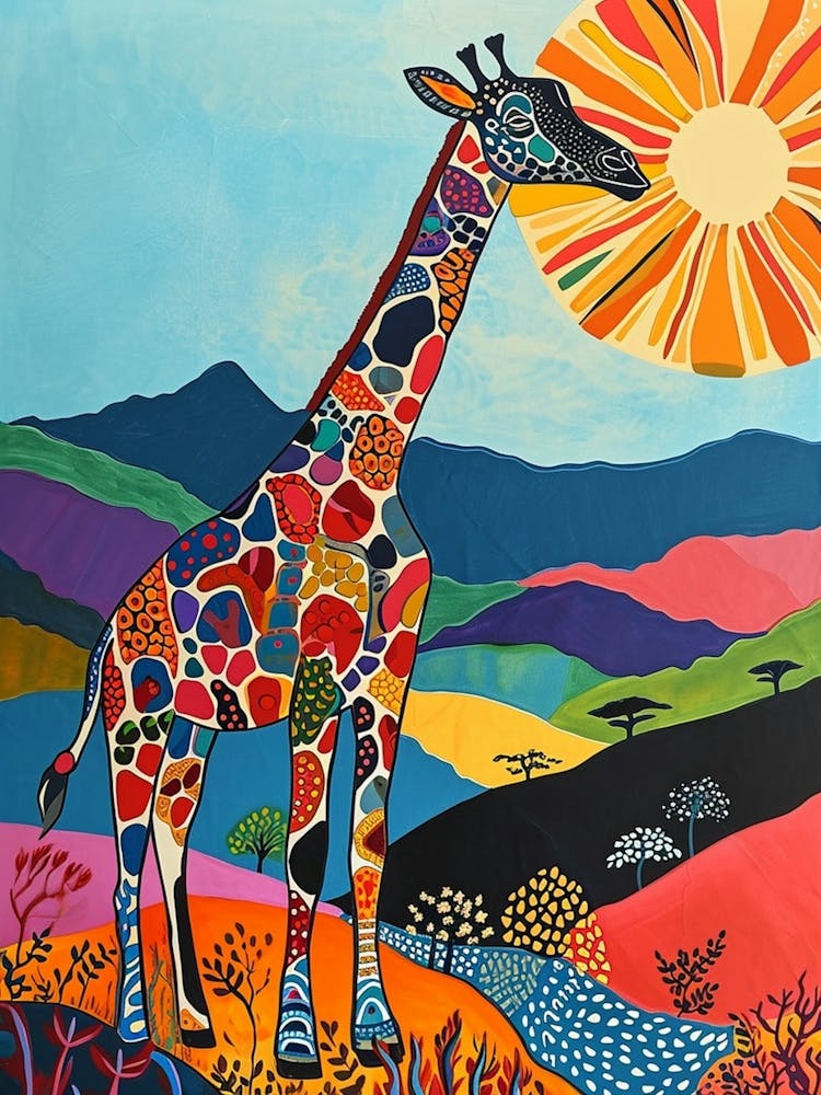 Niedliche geometrische Giraffe in der Sonne