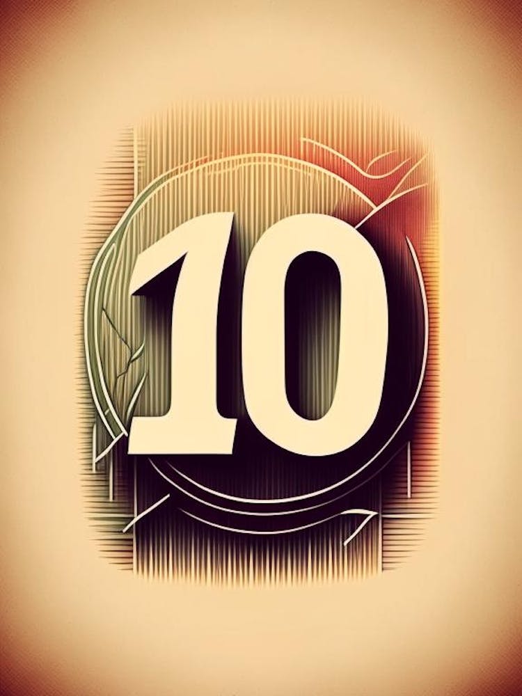 10 Number, Education Retro Drawing 1