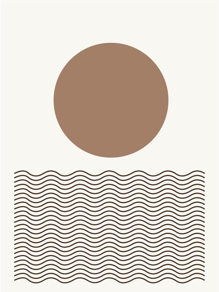 Boho Moon Waves Flat Abstract Design Scandi Decor A