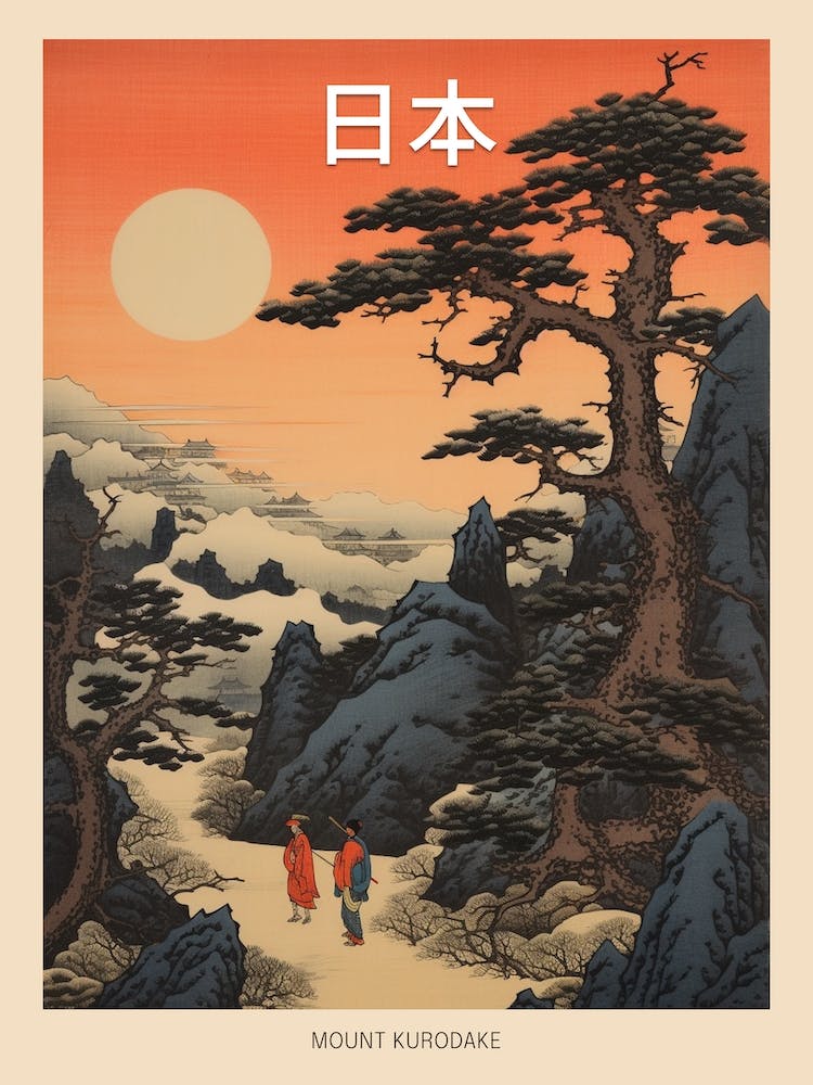 Mount Kurodake, Japan Vintage Travel Art 1 Poster