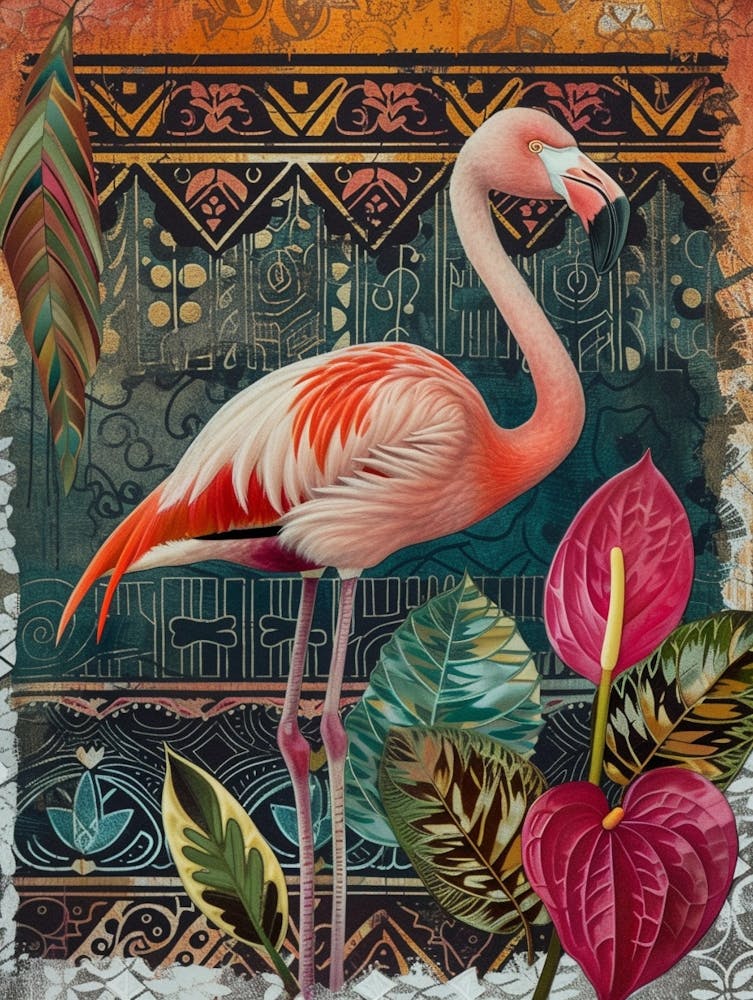 Greater Flamingo und Anthurium Boho-Druck 2