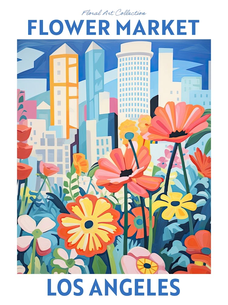 Los Angeles California Flower Market Floral Travel Print Plant Art Modern Style
