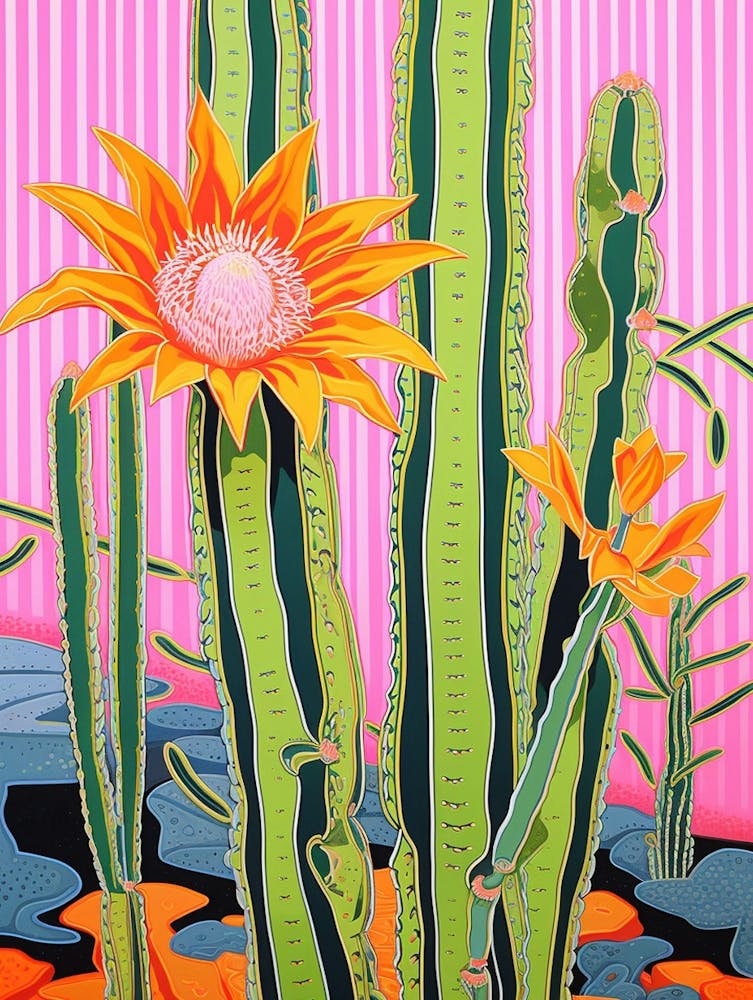 Mexican Style Cactus Illustration Chamaecereus Silvestrii Cactus 1