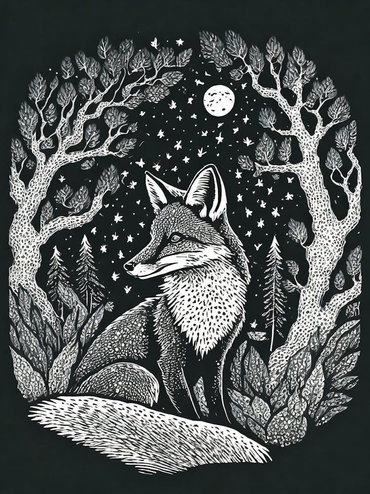 A Clever Fox In The Midst Of A Midnight Hunt